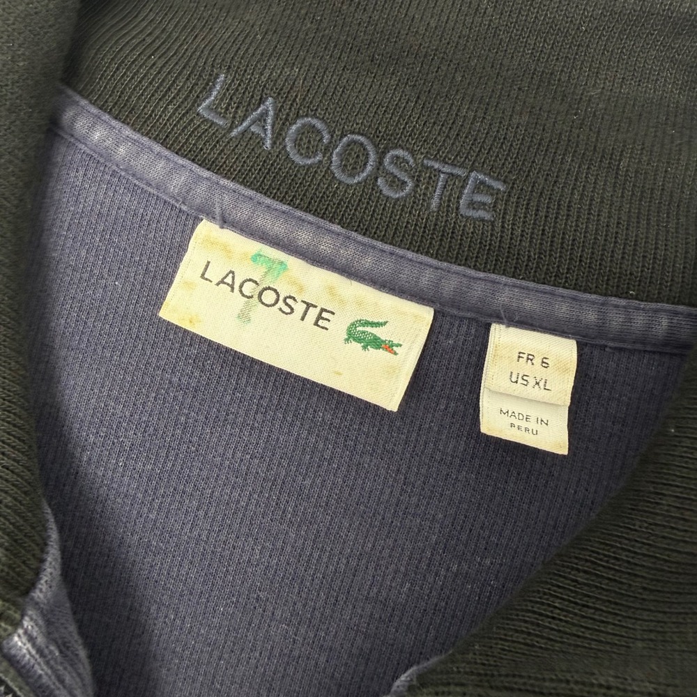 Lacoste Men Navy Blue Quarter Zip Pullover Sweatshirt Long‎ Sleeve Size US XL - Picture 2 of 8
